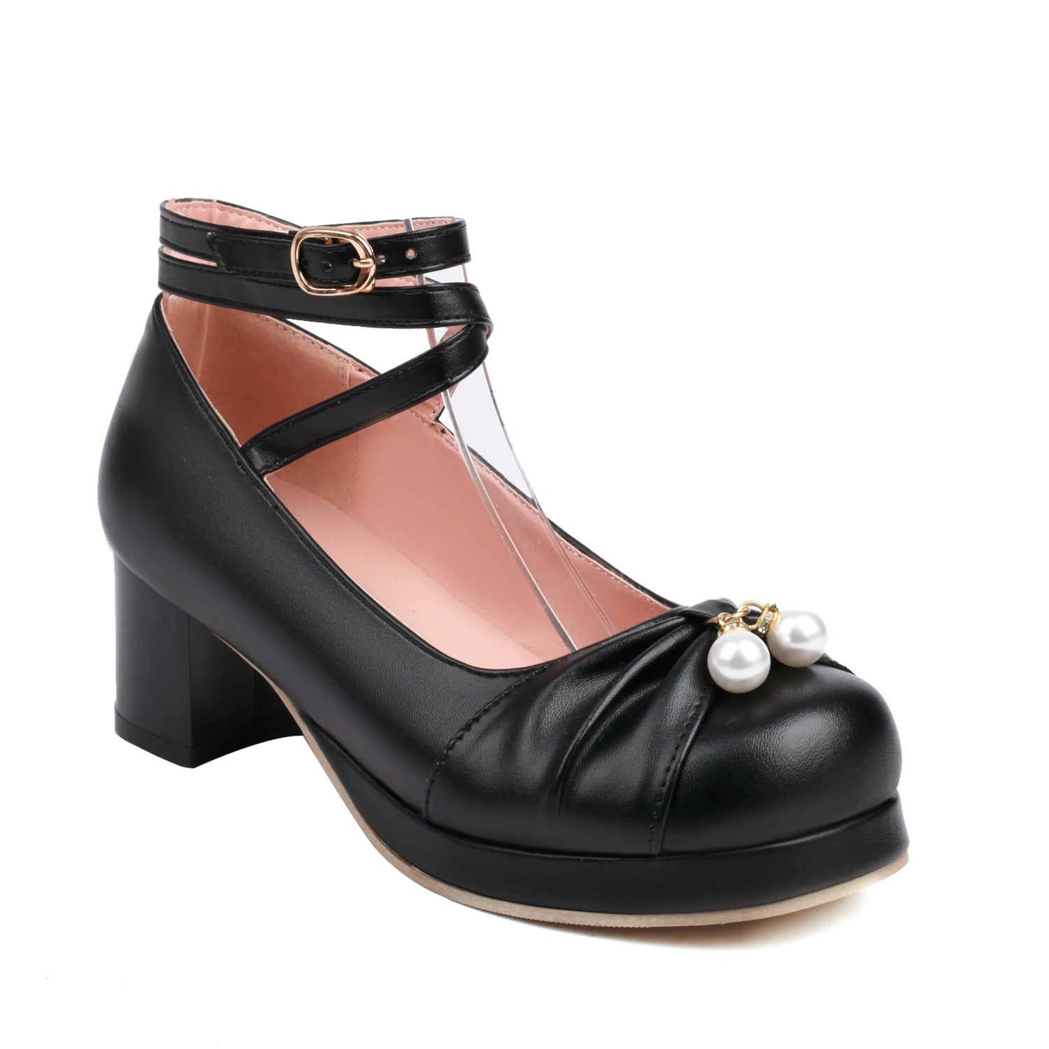 Cute Pearl Cross Strap Lolita Japanese Mary Jane Shoes