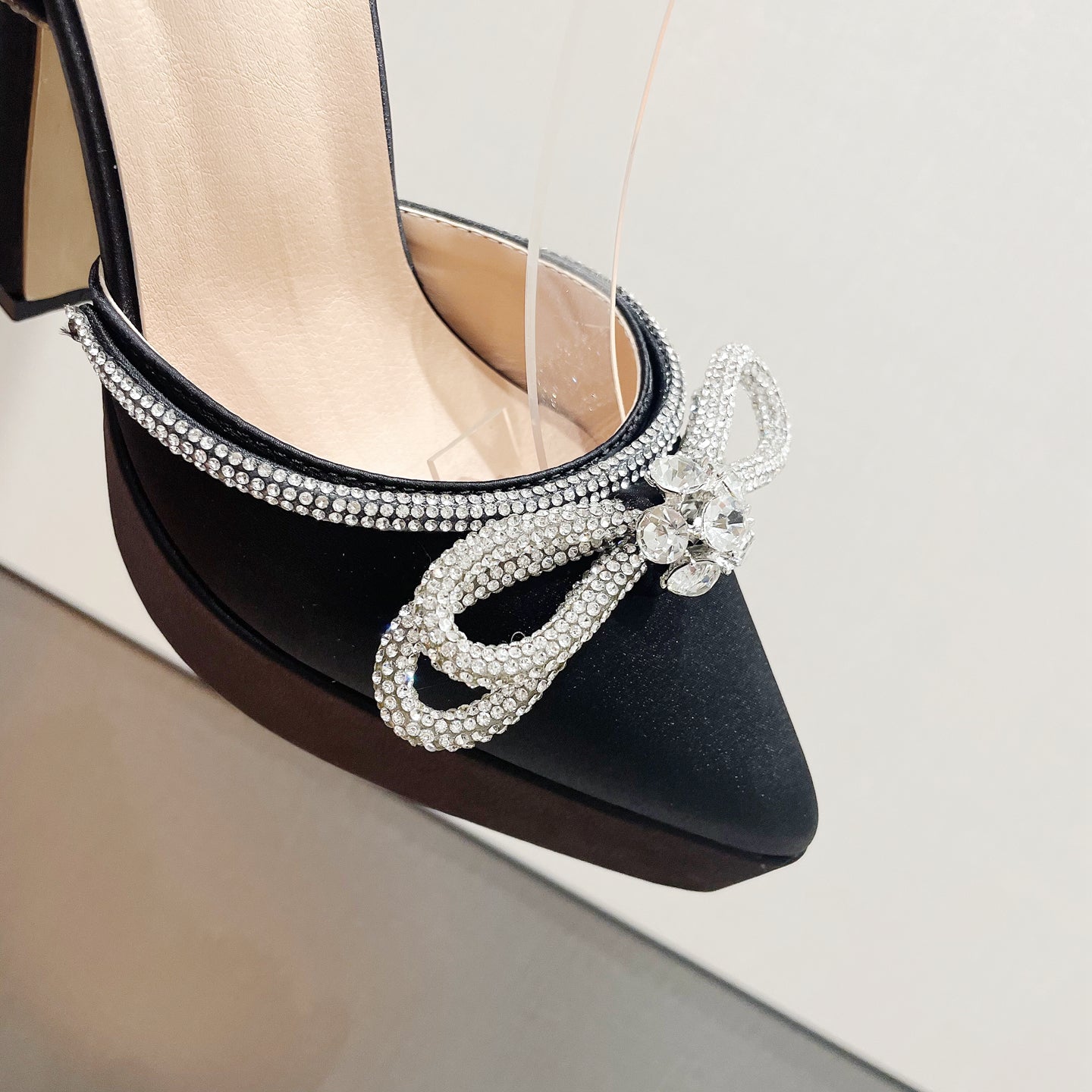 Bow rhinestone Sandals Platform Point Toe High Heels