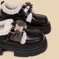 Zapatos Oxford con plataforma de osito de peluche kawaii