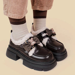 Zapatos Oxford con plataforma de osito de peluche kawaii
