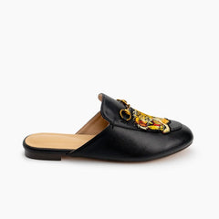 Leather Tiger Pattern Slippers Mules