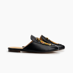 Leather Tiger Pattern Slippers Mules