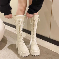 Lace Up Chunky Sock Boots