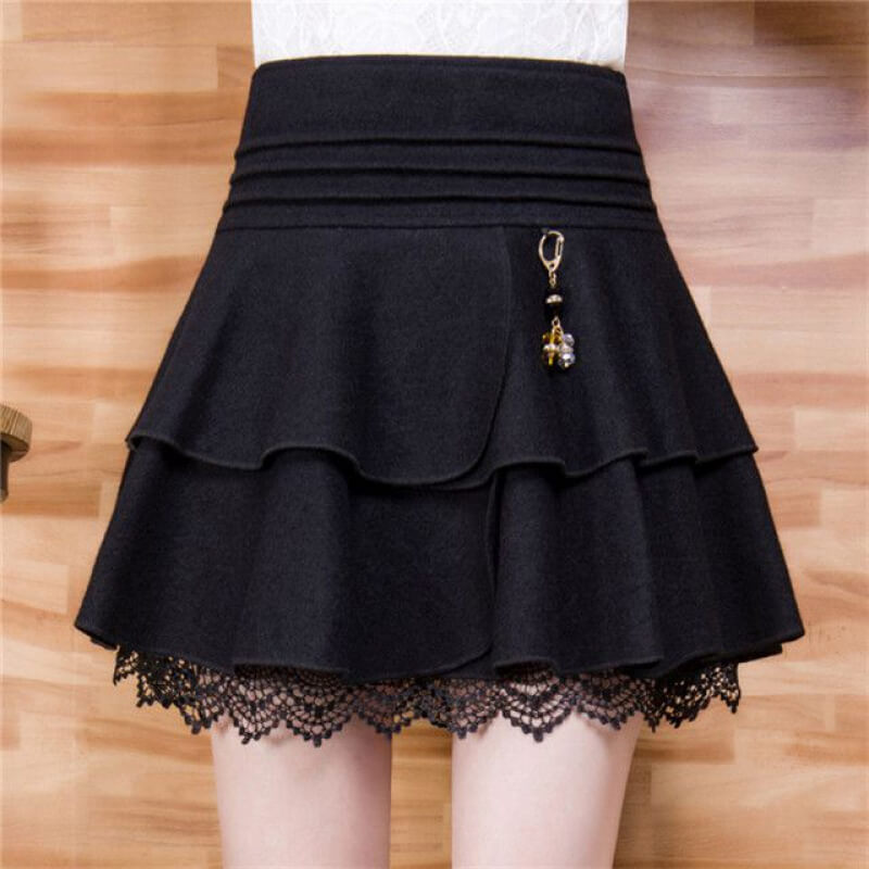 Winter Lace Woolen Tutu Skirt