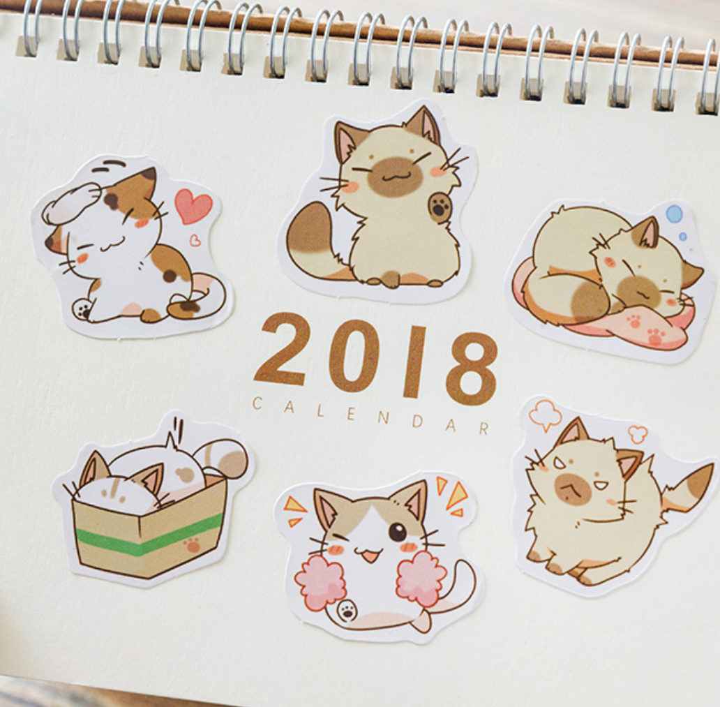 3Pcs Kawaii Little Chibi Cat Stickers