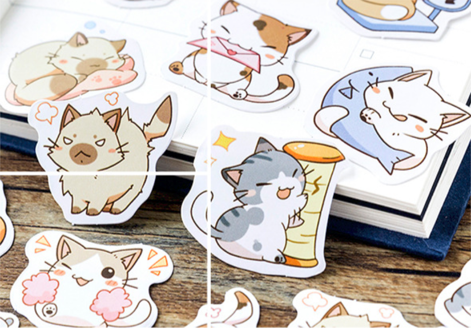 3Pcs Kawaii Little Chibi Cat Stickers