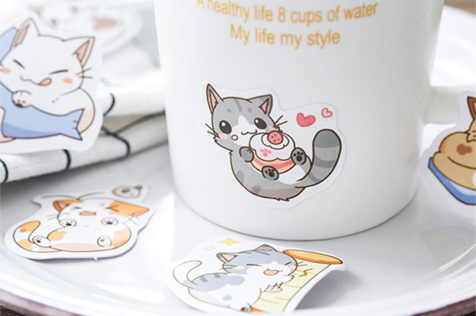 3Pcs Kawaii Little Chibi Cat Stickers