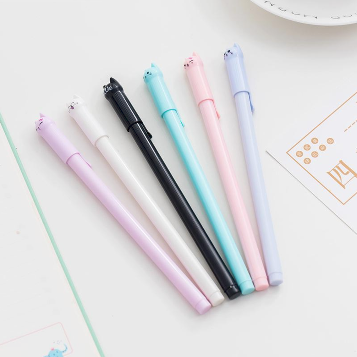 6Pcs Momo Cat Gel Ink Pen