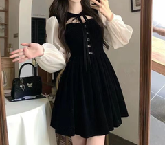 Kpop Velvet Black Party Dress