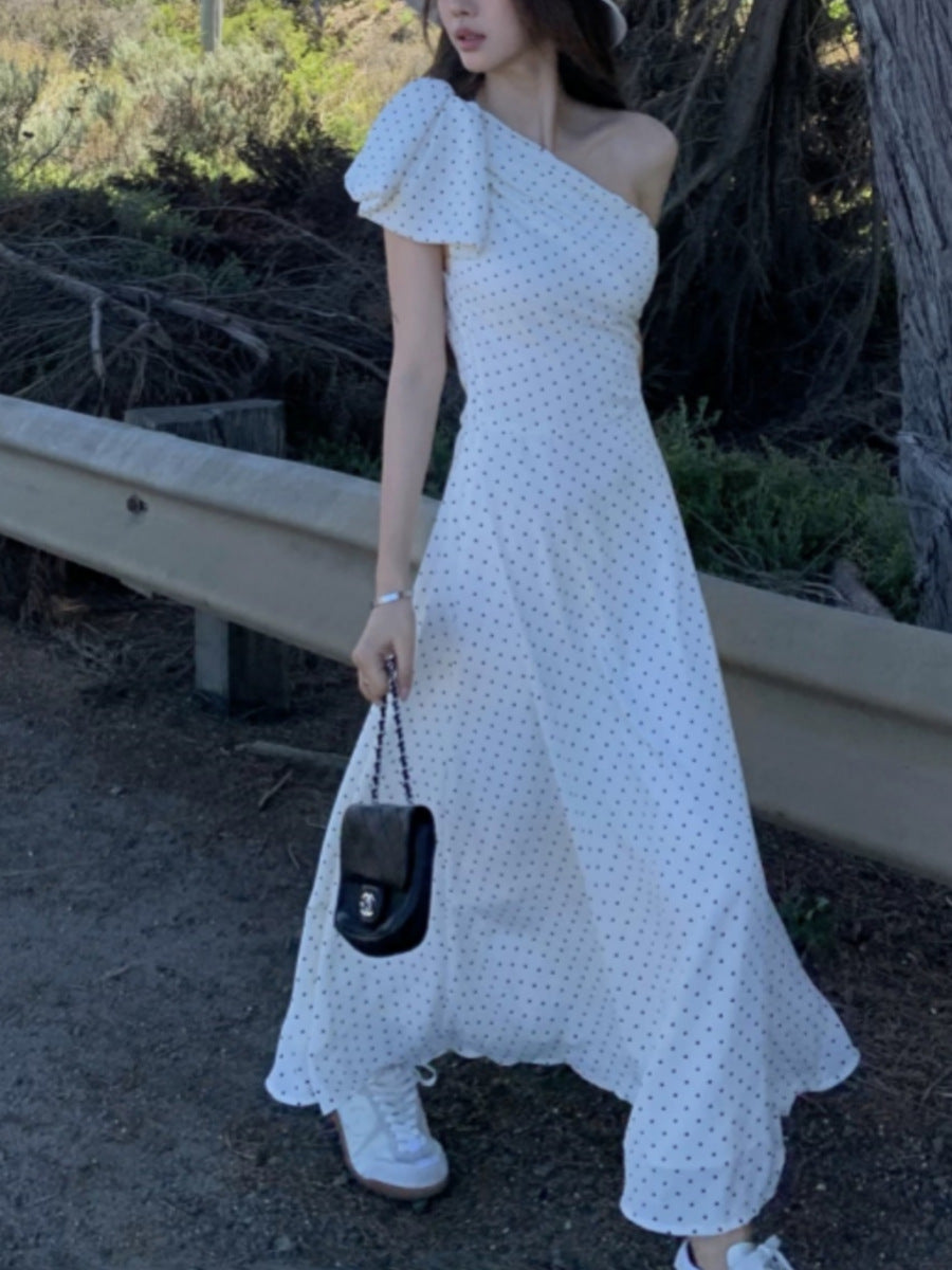 Tube Top Heart Neck Slit Irregular Raglan Sleeve Dress