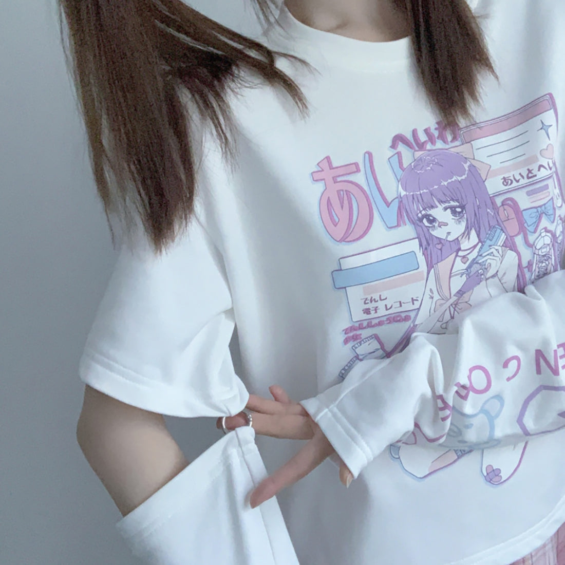 Anime Girl Hollow Out Sleeve Sweatshirt