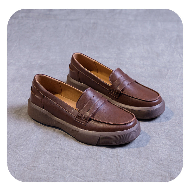 Handmade Leather Soft Sole Loafers Flat Shoes
