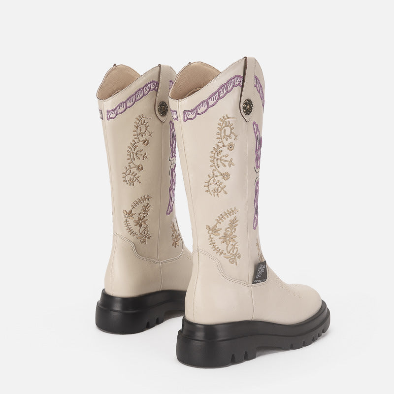 Boots Knee High Butterfly Embroidery Shoes
