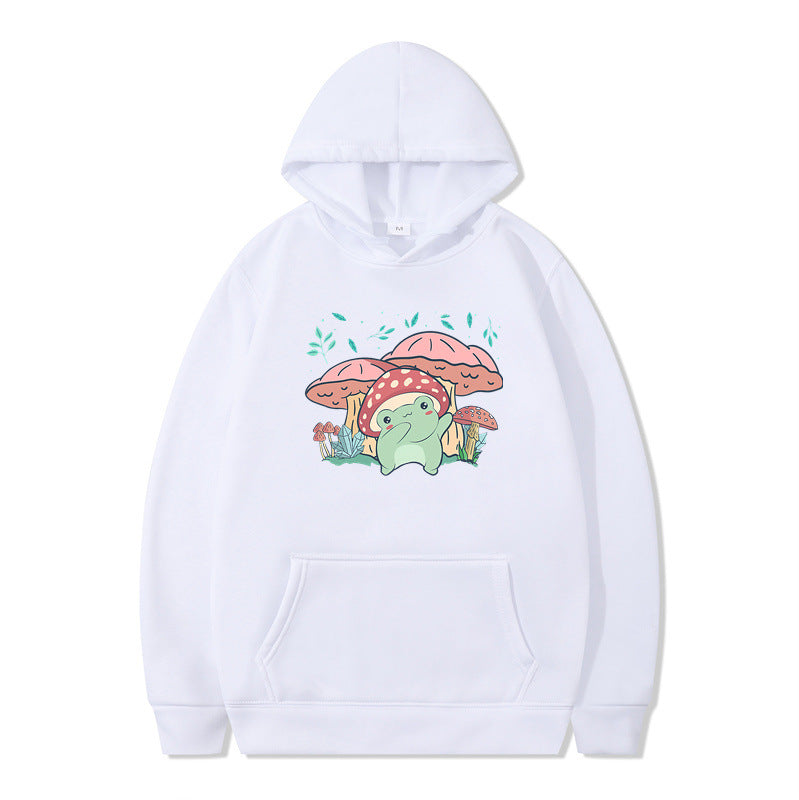 Cute Frog Sweater for Men Kawaii Mushroom Hoodie for Teens Couple's Clothes