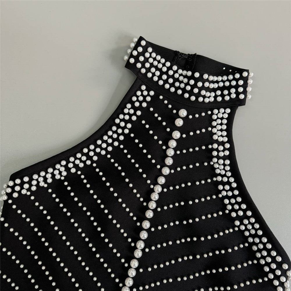 THALIY PEARL FRINGED MIDI DRESS - WHITE