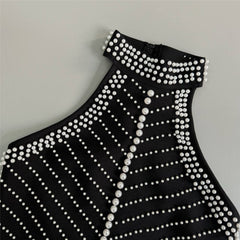 THALIY PEARL FRINGED MIDI DRESS - WHITE