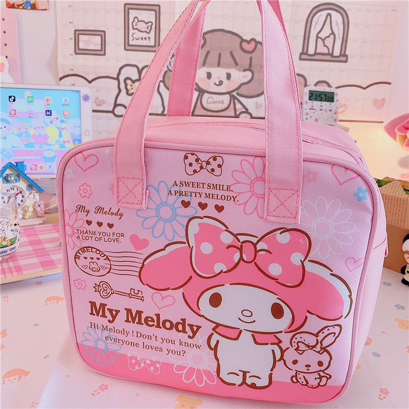 Cute Kitty Insulated Lunch Box Bag Tote Bag Lunch Organizer