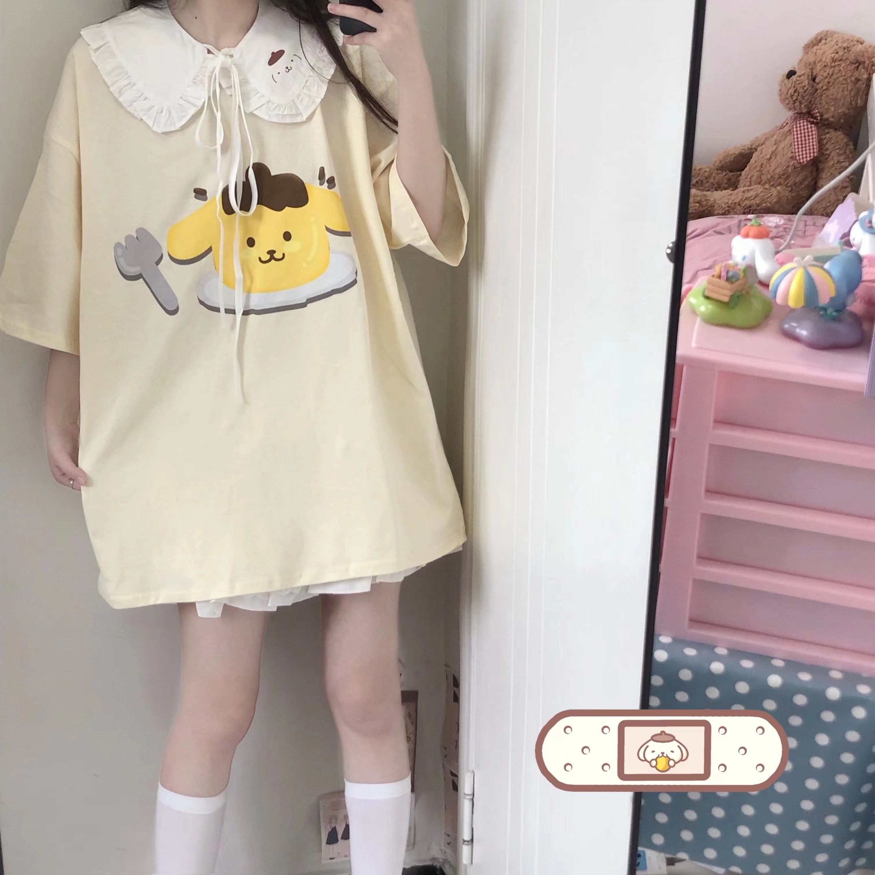 Japanese Cute Soft Girl Daily Summer Loose Dog Short-sleeved T-shirt