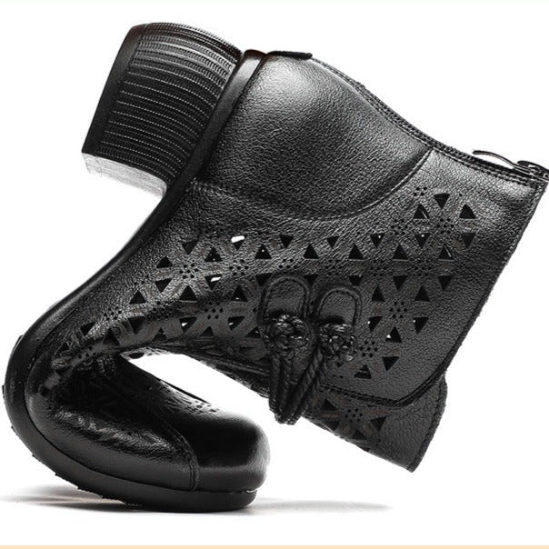 Retro Comfortable Hollow Out Zipper Summer Sandals Boots