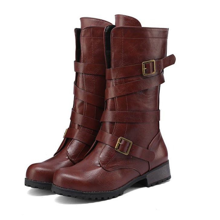 Women's Buckle Biker Boots