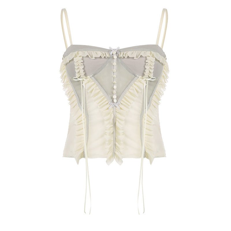 Mesh 3D Gradient Lace Suspender Top