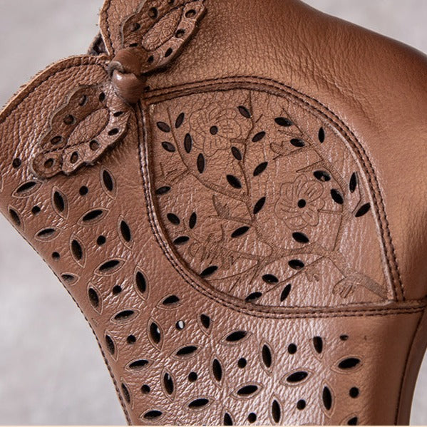 Handmade Leather Hollow Out Summer Sandals Boots