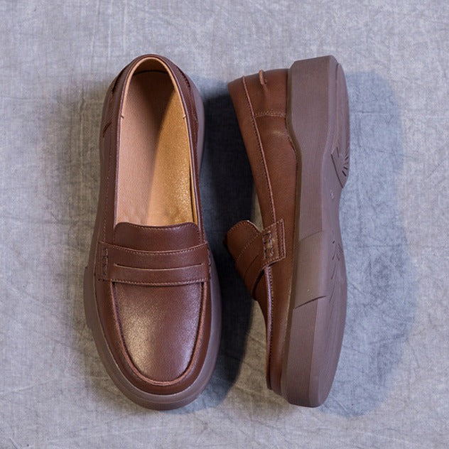 Handmade Leather Soft Sole Loafers Flat Shoes