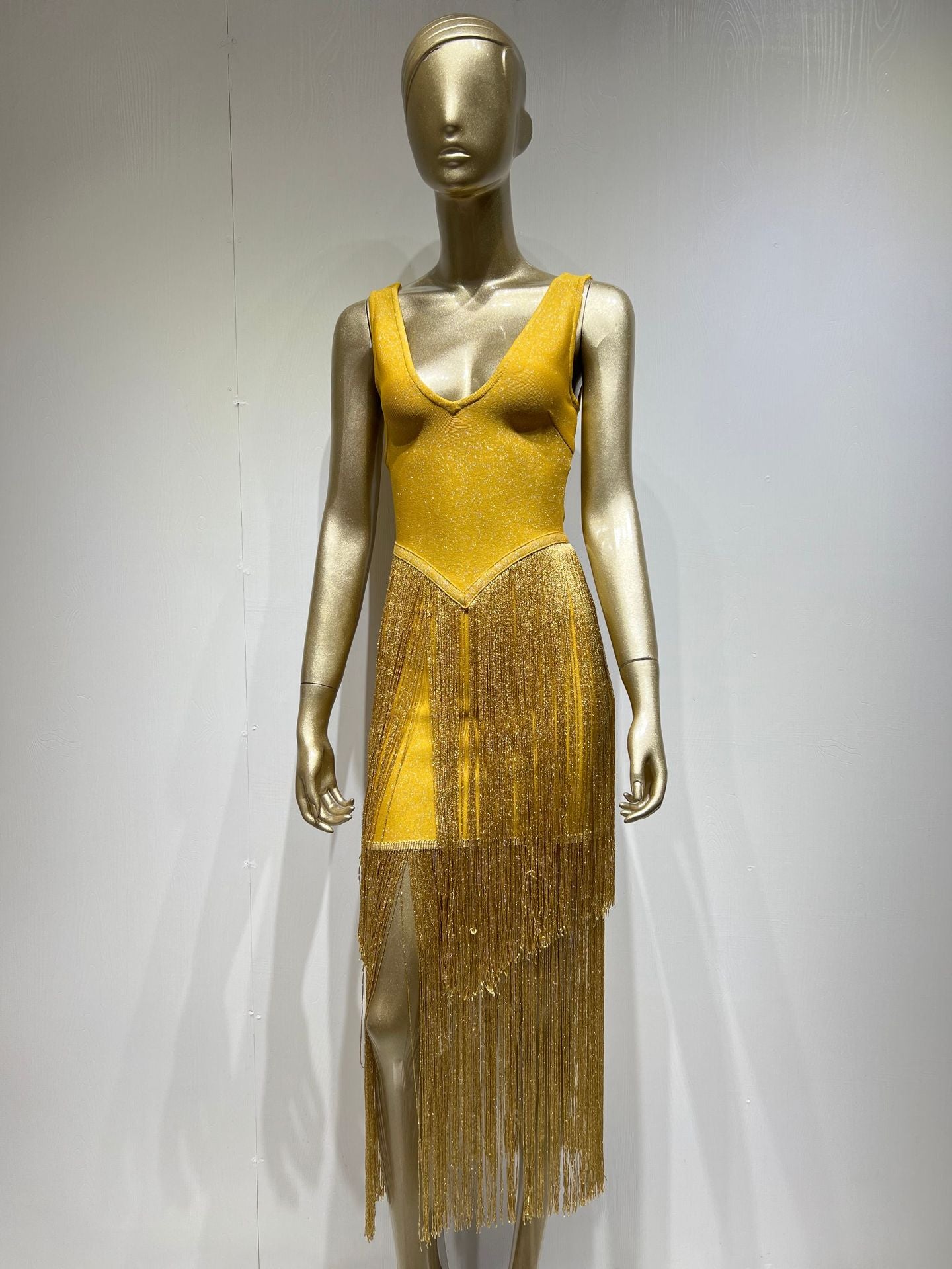 Deep V Tight Fringed Party Dress