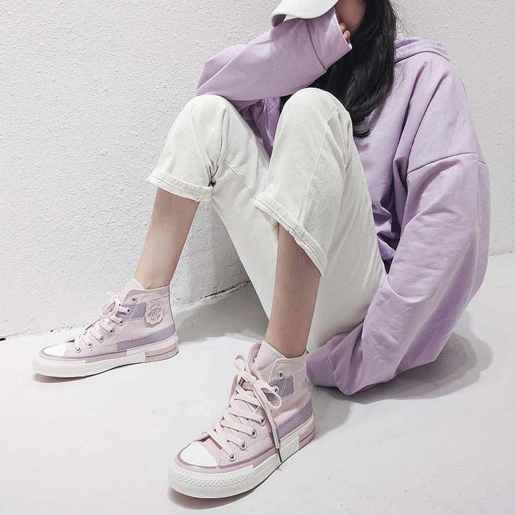 Lavender Harajuku High Top Cut Canvas Shoe