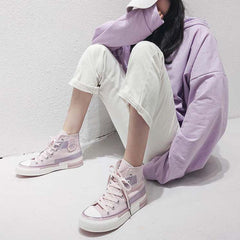Lavender Harajuku High Top Cut Canvas Shoe