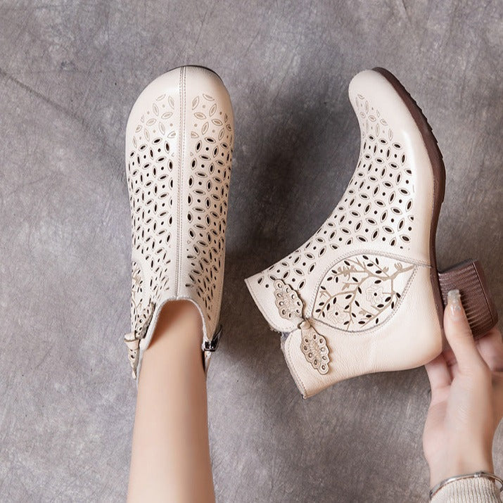 Handmade Leather Hollow Out Summer Sandals Boots