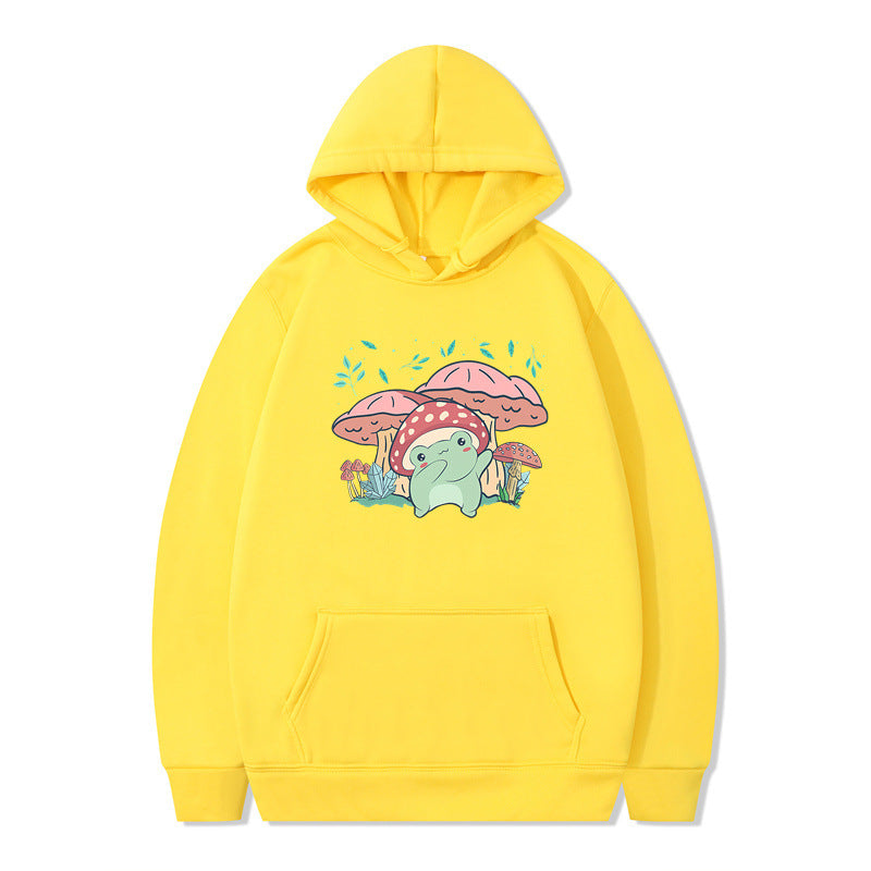 Cute Frog Sweater for Men Kawaii Mushroom Hoodie for Teens Couple's Clothes