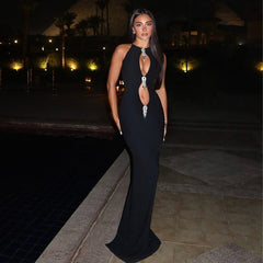 A Cutouted Sleeveless Slimming Fishtail Dress