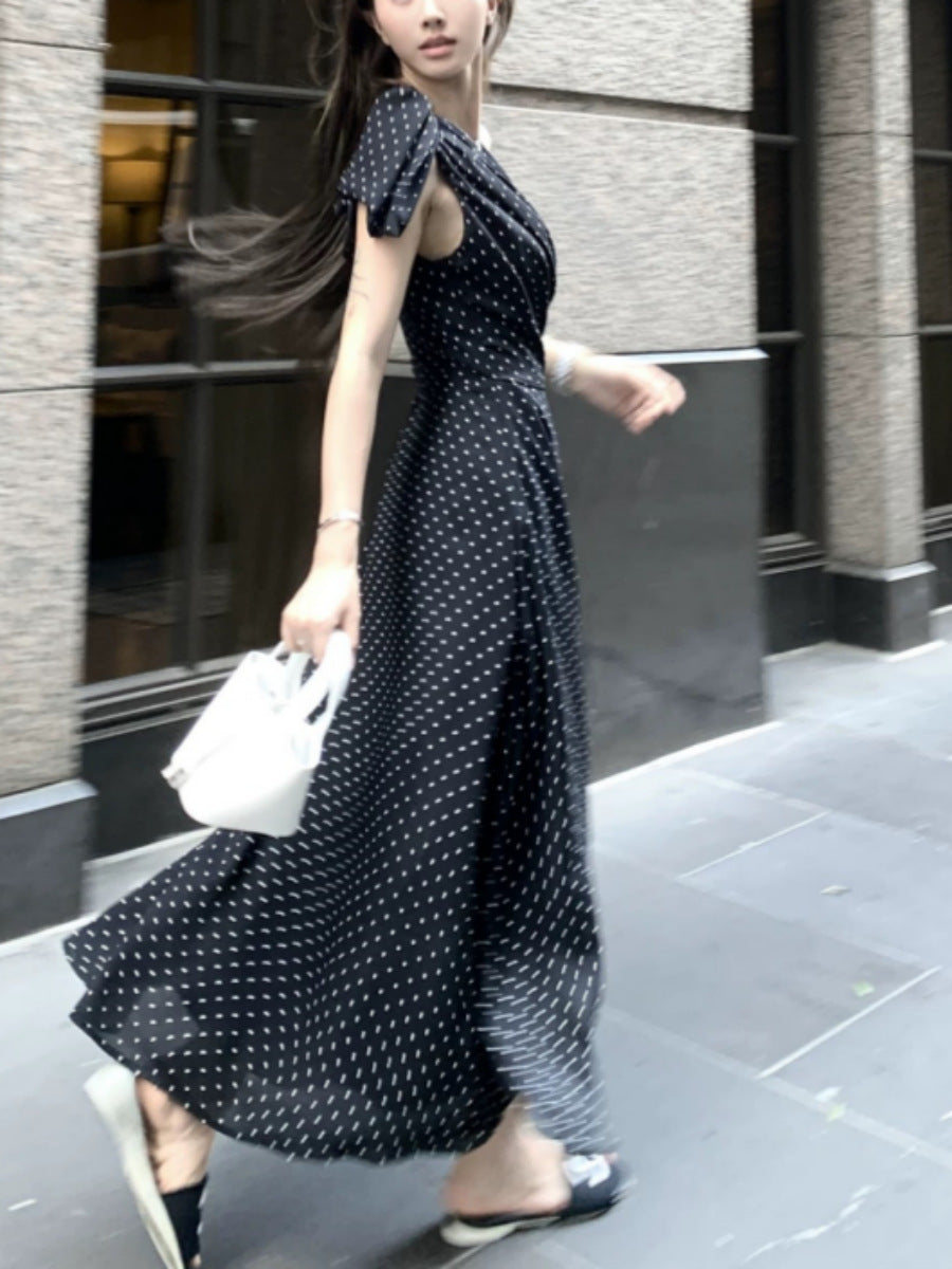 Tube Top Heart Neck Slit Irregular Raglan Sleeve Dress