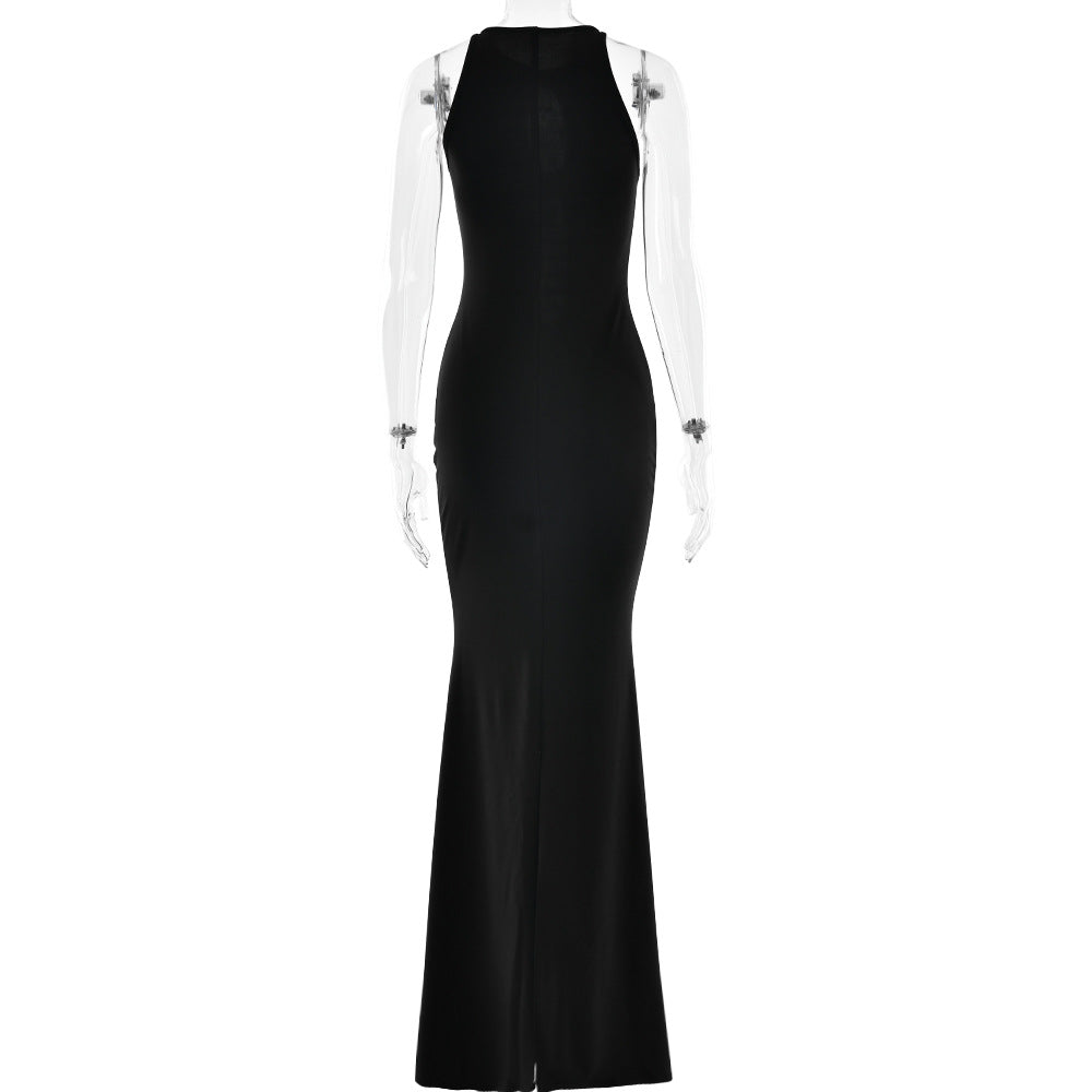 A Cutouted Sleeveless Slimming Fishtail Dress