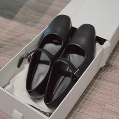 Leather Mary Jane Flats Shoes