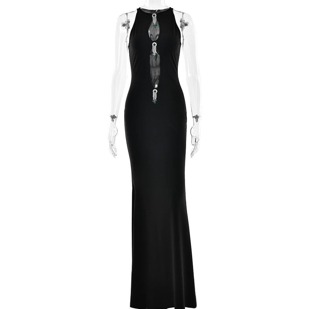A Cutouted Sleeveless Slimming Fishtail Dress