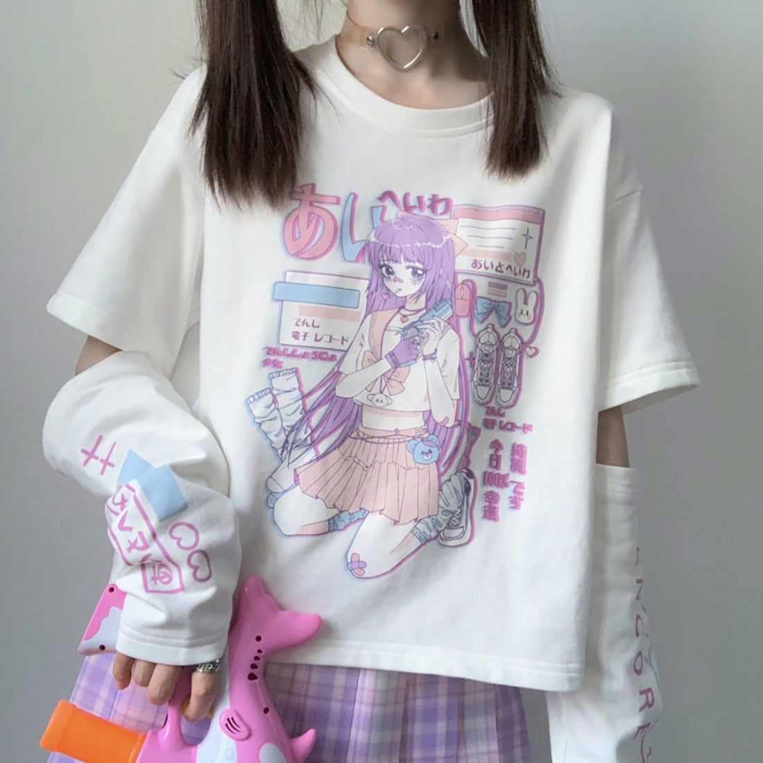 Anime Girl Hollow Out Sleeve Sweatshirt