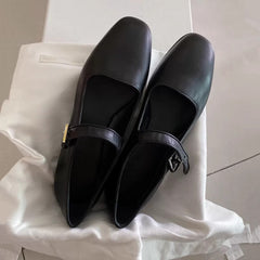 Leather Mary Jane Flats Shoes