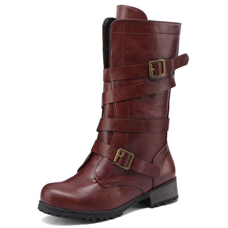 Women's Buckle Biker Boots