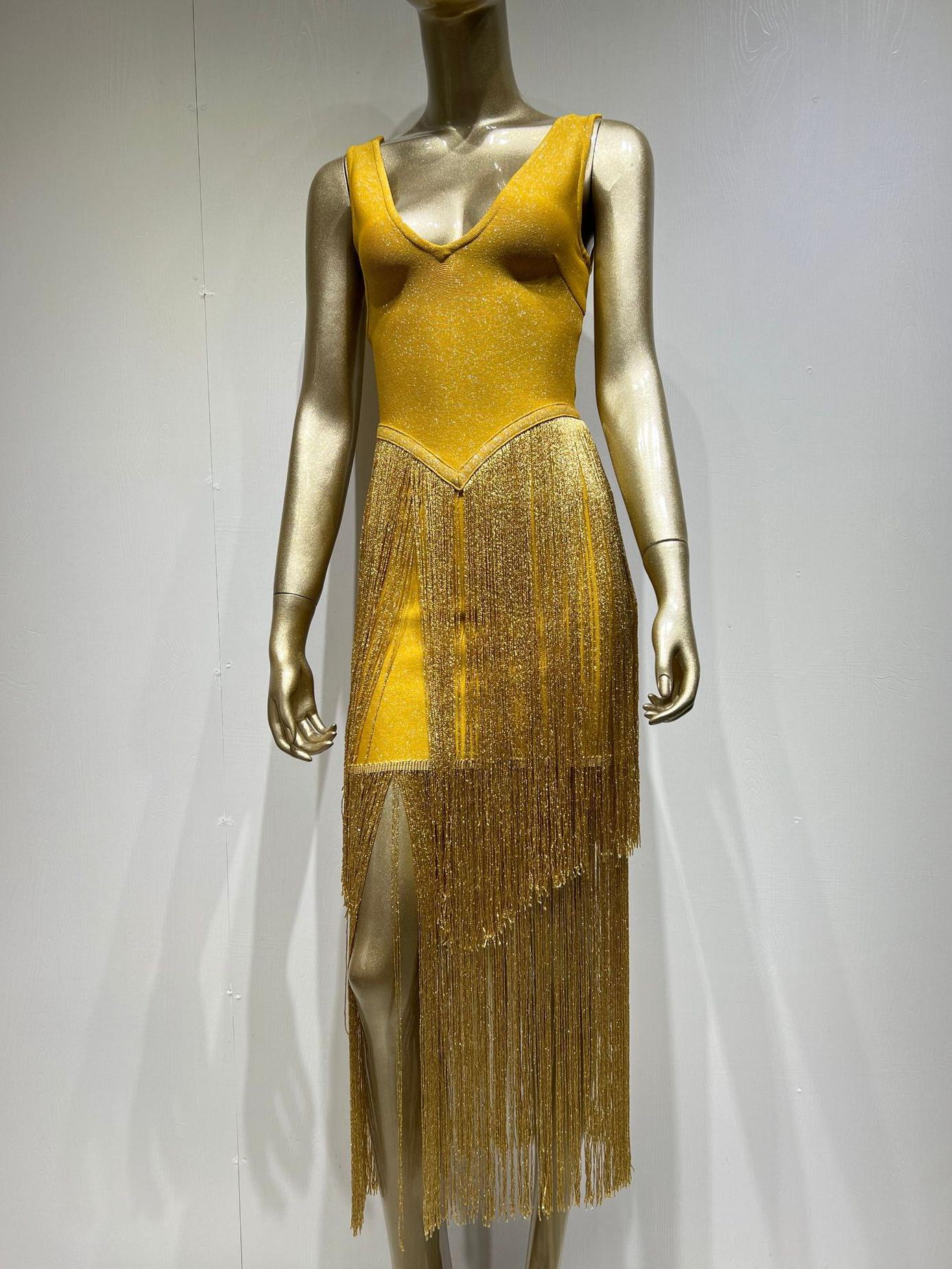 Deep V Tight Fringed Party Dress