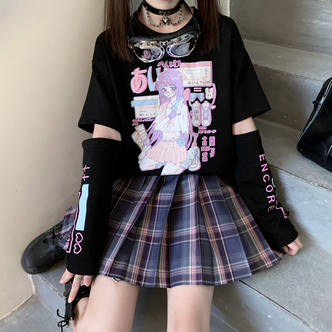 Anime Girl Hollow Out Sleeve Sweatshirt