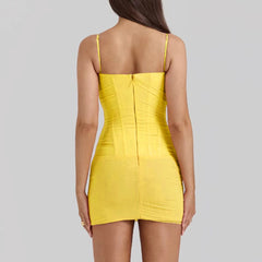 Cut Out Ruched Mesh Cami Bodycon Dress