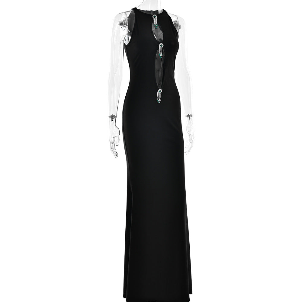 A Cutouted Sleeveless Slimming Fishtail Dress