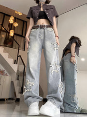 Cerulis Wrap Star Denim Flare Pants