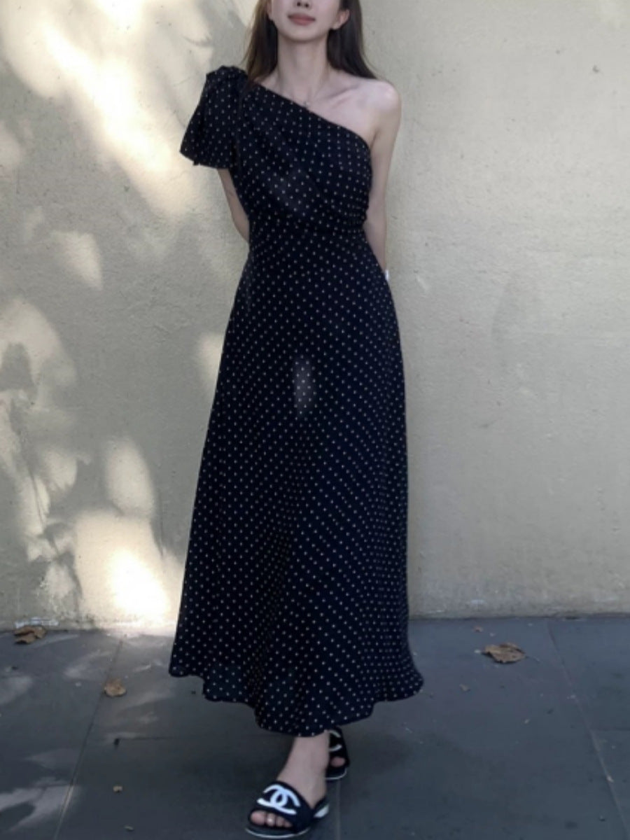 Tube Top Heart Neck Slit Irregular Raglan Sleeve Dress