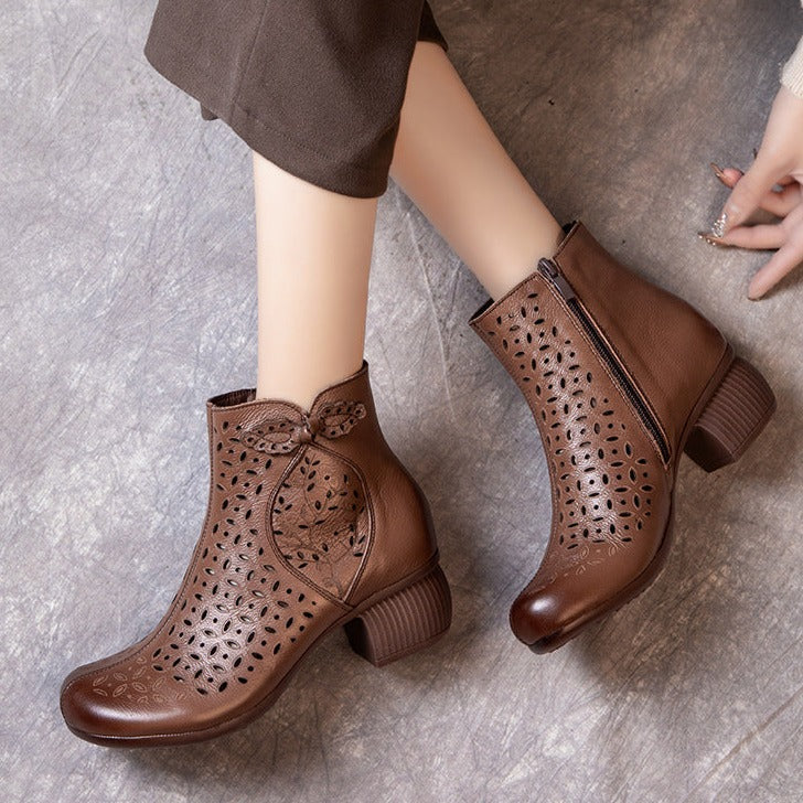 Handmade Leather Hollow Out Summer Sandals Boots
