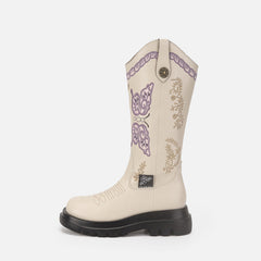 Boots Knee High Butterfly Embroidery Shoes