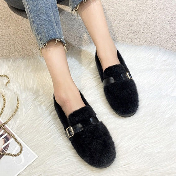Warm Soft Plush Fur Winter Loafers Shoes