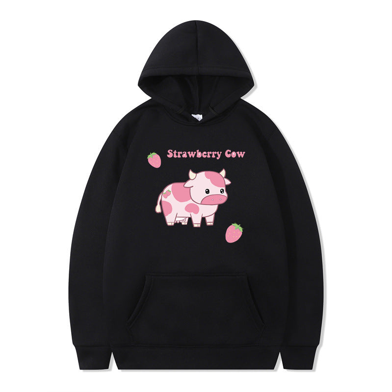 Cute Strawberry Cow Sweater for Men Hoodie for Teens Couple's Clothes